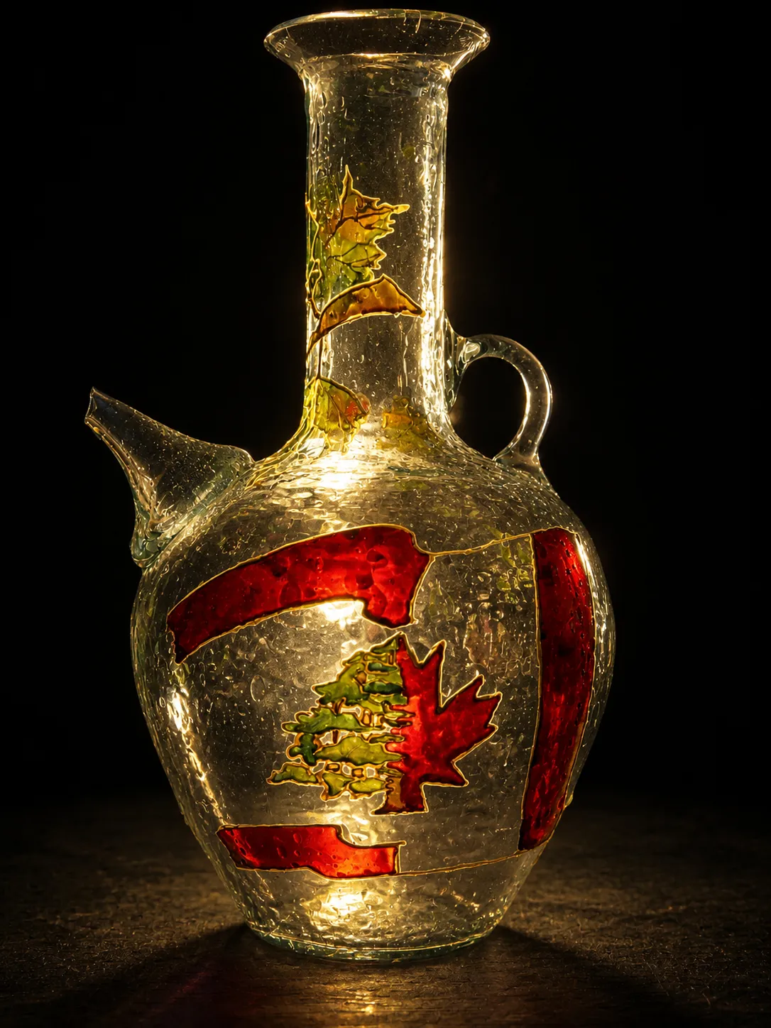 Hand-painted Lebanese glass piece by Root'ar Studio